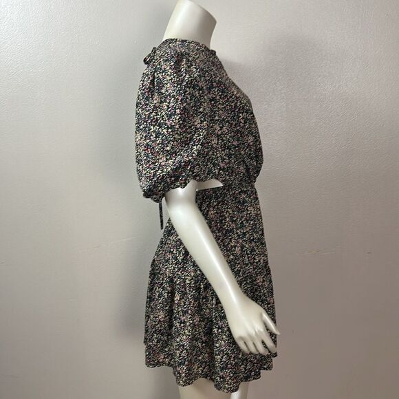 Ditsy Floral Print Puff Sleeve Tiered Mini Dress size 10 - Picture 7 of 12
